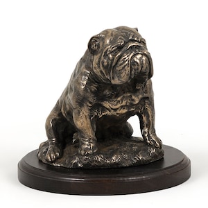 Bulldog standbeeld, koud gegoten bronzen sculptuur, houten of marmeren basis, huis en kantoor decor, hond trofee, hond beeldje, hond memorial, beeldje