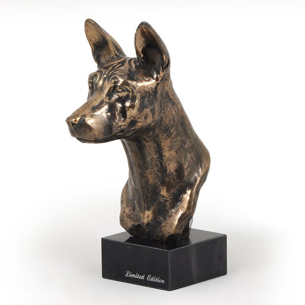 Statue de Basenji, sculpture en bronze coulé froid, base en marbre, décor de maison et de bureau, trophée de chien, figurine de chien, mémorial de chien