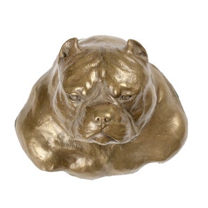 American Bully Hanging Statue, Cold Cast Bronze Sculpture, Hanging dog bust, Home and Office Decor, Dog Trophy, Dog Figurine, Dog Memorial