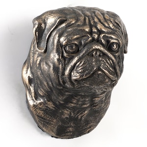 Pug Hanging Statue, Cold Cast Bronze Sculpture, Hanging dog bust, Home and Office Decor, Dog Trophy, Dog Figurine, Dog Memorial