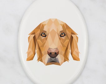 Placa de lápida Golden Retriever con gráficos, placa de cerámica con perro geométrico, placa conmemorativa