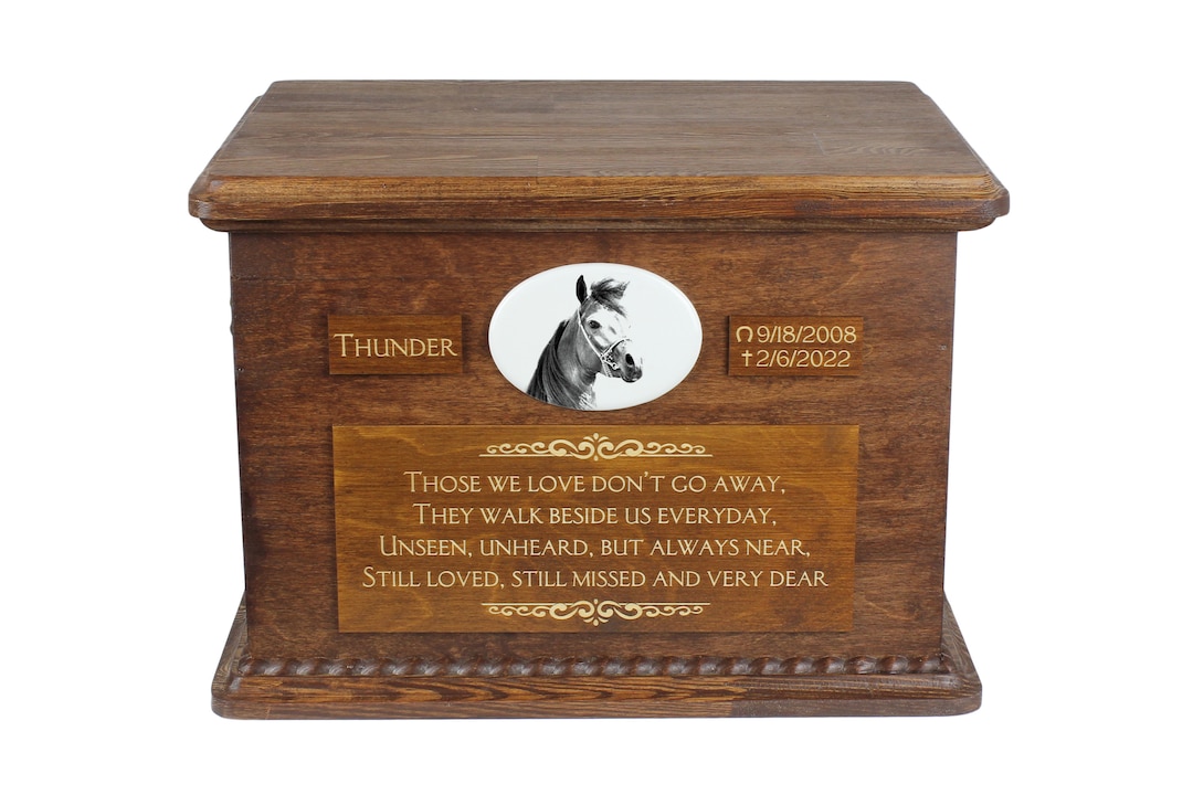 Arabian Horse Big Urn for Horse Ashes, Personalized Memorial With Photo, Custom Horse Urn, Horse