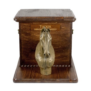 Hanoverian horse Big Urn for Horse Ashes, Cutomizable urn, Urn for horse with statue, Horse memorial with sculpture