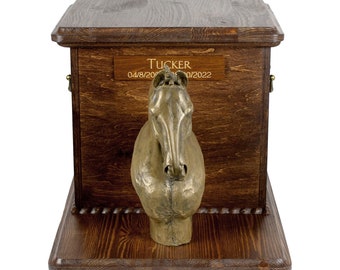 Hanoverian horse Big Urn for Horse Ashes, Cutomizable urn, Urn for horse with statue, Horse memorial with sculpture