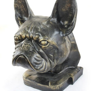 Urna Bulldog Francesa para Cenizas de Perro, Estatua de Cabeza Grande, Escultura de Resina, Hogar y Jardín Memorial