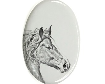 Placa de lápida Freiberger con una foto de un caballo, placa de cerámica con la foto de su caballo, placa conmemorativa personalizada