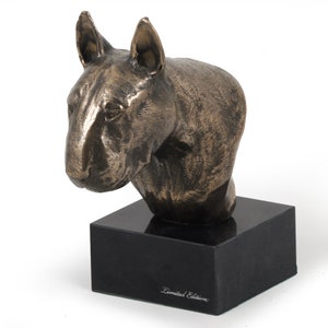 Bull Terrier Statue, Cold Cast Bronze Sculpture, Marble Base, Home and Office Decor, Dog Trophy, Dog Figurine, Dog Memorial