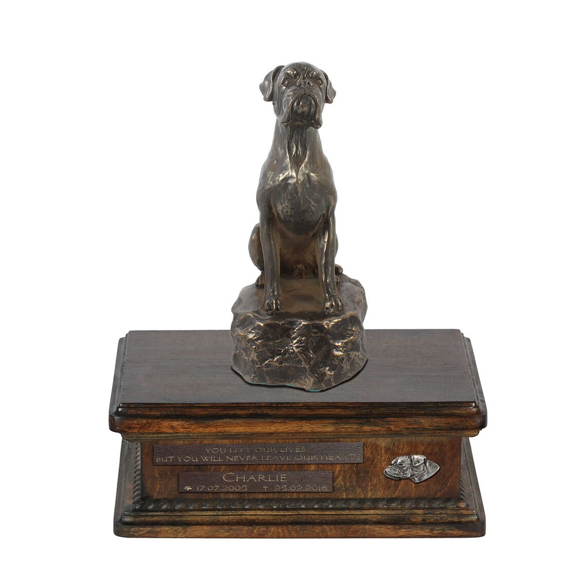 Boxer Sitting Urn for Dog Ashes Urn With Name Dates and Etsy