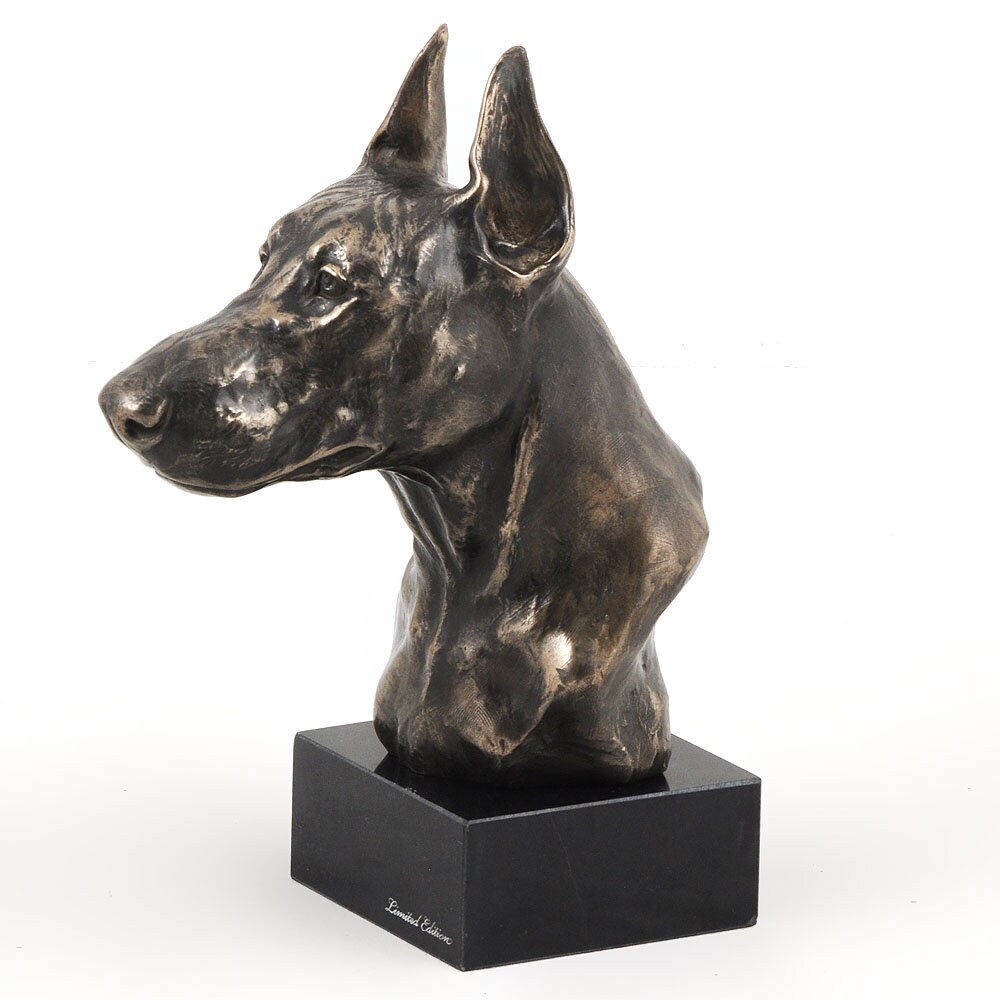 Doberman Statue Cold Cast Bronze Sculpture Marble Base Home Etsy UK