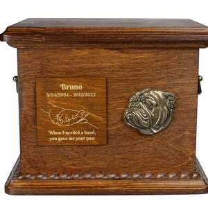 Urna Bulldog para cenizas de perro, Memorial personalizado con alivio, nombre y cita de la mascota, urna personalizada para cenizas de perro