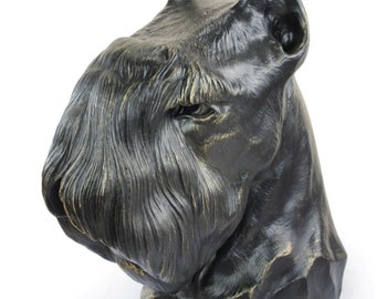 Schnauzer with pointing ears Dog Ashes Urn, Big Head Resin Statue, Home and Garden Memorial Sculpture