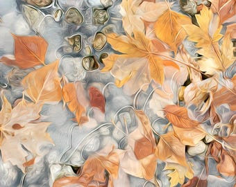 Autumn Leaves Photography Print, Winter Fall Landscape Wall Art, Nature Photography, Fall Foliage