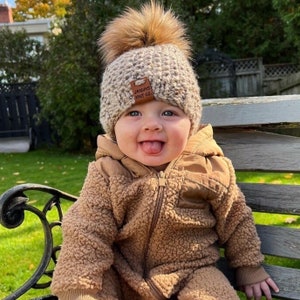 Kids Winter Hat With Faux Fur Pompom Toddler Toque for Child Matching Hat Mommy and Me Hat Mommy&Me Toque for The Family Outfit Newborn hat