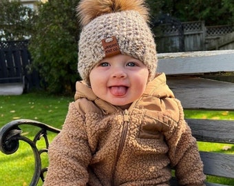 Kids Winter Hat With Faux Fur Pompom Toddler Toque for Child Matching Hat  Mommy and Me Hat Mommy&Me Toque for The Family Outfit Newborn hat