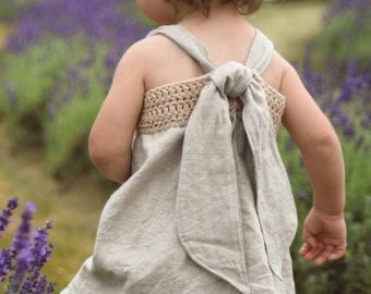 Toddler Pink Dress Linen Summer Dress Beige Cotton Dress Little Girl Dress Boho Dress for girl Child Bohemian Dress Girl Rustic Dress