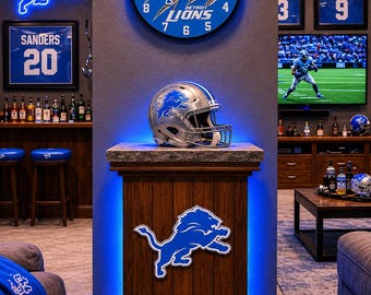 Detroit Lions Inspired 3D Printed Wall Clock – 10 Inch | Sports Fan Decor | Man Cave Art | Silent Quartz Clock