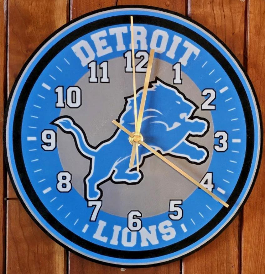 Detroit Clock Detroit Lions Inspired 3D Printed Wall Clock – 10 Inch | Sports Fan ...