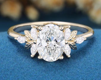 Oval Cut Lab Grown Diamond Engagement Ring Women Vintage 10K Yellow Gold Promise Ring For Marriage Bridal Wedding Ring 1.5CT IGI Certified
