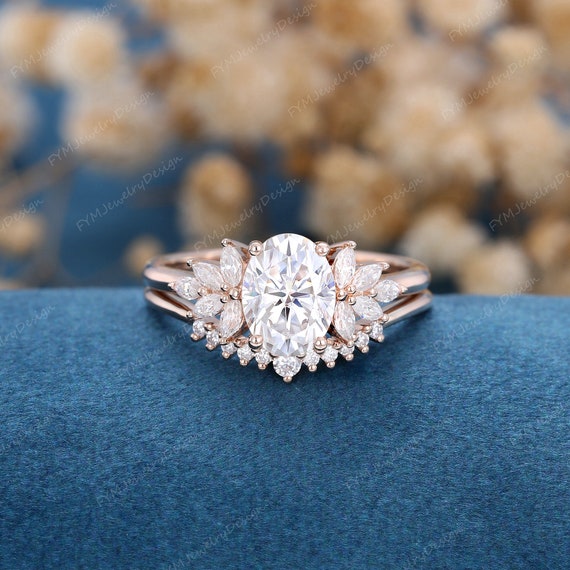 Hitlinker Moissanite Engagement Rings for Women 2ct Oval Cut