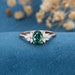 Oval cut blue green sapphire engagement ring vintage rose gold cluster engagement ring marquise Diamond wedding Bridal Promise gift for her