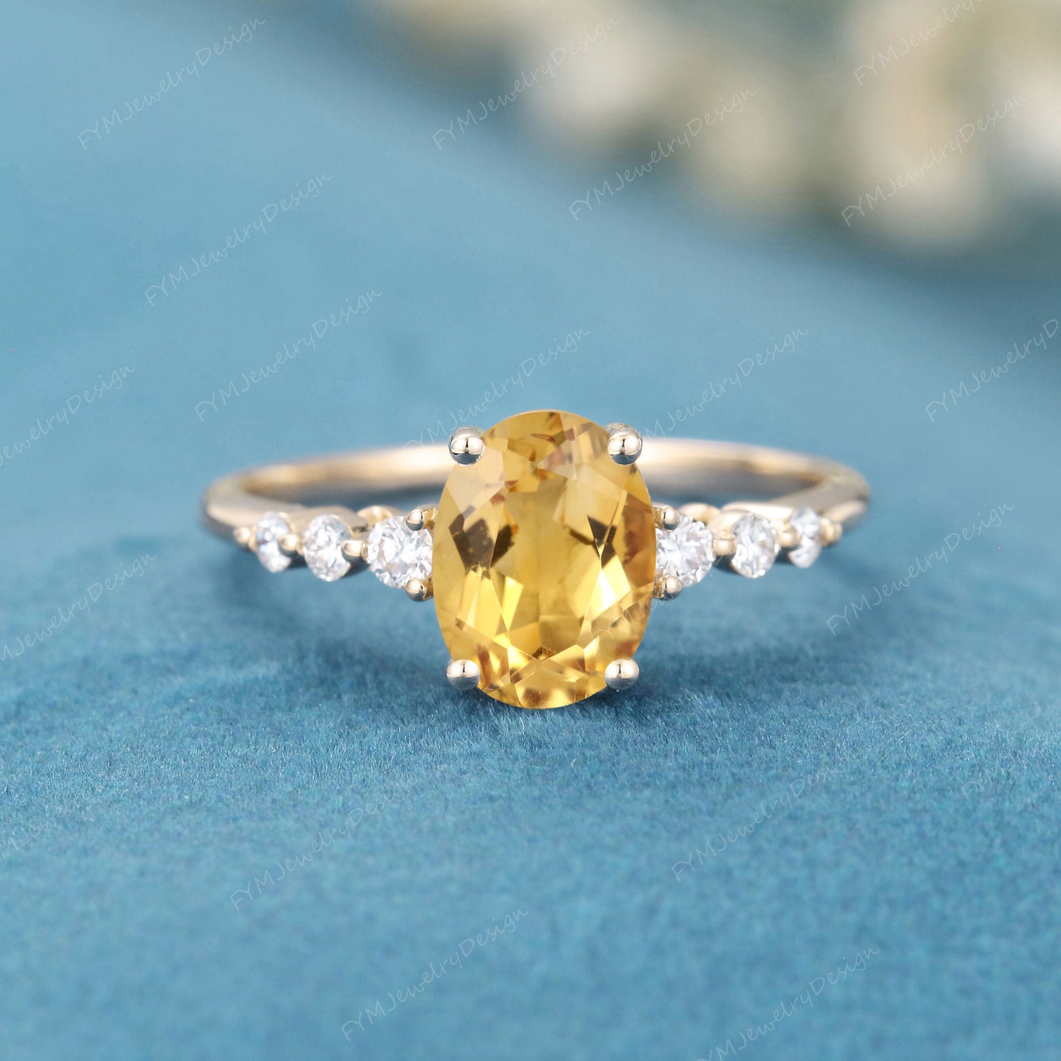 Oval Shaped Citrine Yellow Gold Engagement Ring for Women - Etsy