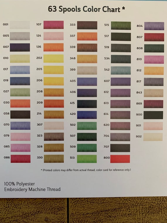 Thread Art Embroidery Thread Color Chart