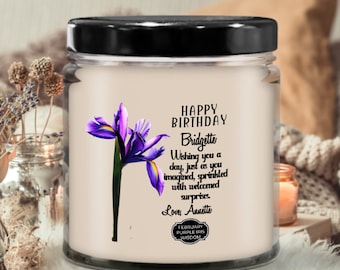 February Birthday Gift, Personalized February Birth Month Flower Candle, Custom February Birthday Candle Jar, Gift for Her,Birth Flower Gift