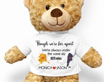 Long Distance Relationship Gift Boyfriend, Long Distance Love Gift Girlfriend Teddy Bear, Long Distance Relationship Gift Boyfriend Map, LDR