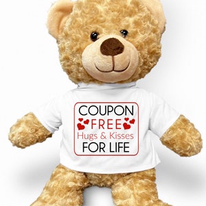 Valentine’s Gift for Girlfriend, Gift for Boyfriend, Plush Teddy Bear Gift for Mom/Dad Wife Husband, Free Hugs for Life Valentine Gift Teddy