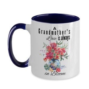 Omas Valentinstag Geschenkbecher, Großmutters Liebe ist immer in Bloom Kaffeetasse, Gramm Geschenk von Enkelin, Enkel, Geburtstag