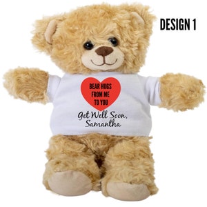 Get Well Gift, Get Well Soon Teddy Bear, Stuffed Animal, Plush Bear, Personalize Bear Hugs Gift, Get Well Hugs, Warm Hug for Rest & Recovery