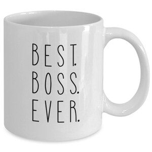 Gift for Boss, Best Boss Ever Mug, Boss Appreciation Coffee Cup, Birthday, Christmas, Valentine’s Day, Minimalist Gift
