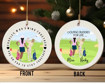 Golf spielen Paar Ornament, benutzerdefinierte Golf Weihnachtsverzierung, Golf Weihnachtsgeschenk Männer, personalisieren Golf-Liebhaber-Geschenk, Golf unter dem Motto Geschenke für Frauen