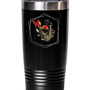 Copo com monograma floral de uma letra, copo com nome personalizado, copo personalizado para ela, copo personalizado para ele, presente para ele, presente para ela