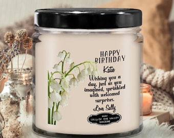 May Birthday Candle, May Birth Flower Gift, May Birthday Gifts for Her,  May Candles for Women, For Female Teens, May Gemini Gift Candle