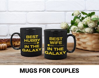 Taza de regalo para parejas: El mejor marido de la galaxia, La mejor esposa de la galaxia, Regalo de San Valentín para el marido, Regalo de cumpleaños para la esposa, Taza de café divertida para parejas