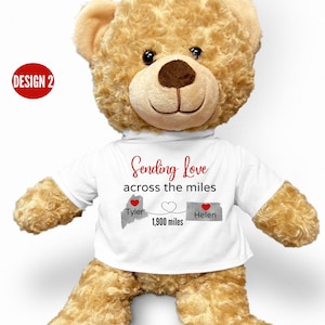 Long Distance Relationship Girlfriend, Gift for Boyfriend, Across the Miles, Custom States, Relationship Gift, Teddy Gift, I Love You Gift