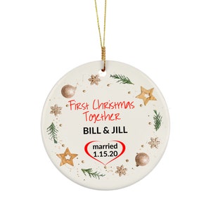 First Christmas Ornament For Couples, Personalize First Christmas Married, First Xmas Married, Couples Keepsake Ornament, Wedding Gift