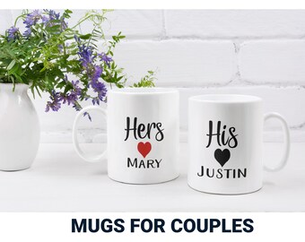 Couples Mug Set, His and Hers Coffee Mug, Valentines Gift for Him, For Her, Love Mug for Boyfriend, Girlfriend, Fiancée, Anniversary Gift