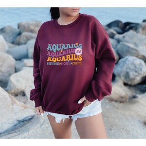 Aquarius Birthday Gift for Her, Aquarius Girlfriend Gift, Aquarius Husband Gift, Aquarius Sister Gift, Personalized Aquarius Retro  Sweater
