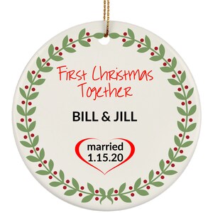 First Christmas Ornament For Couples, Personalized Xmas Ornament Gift For Couples, First Xmas Married, Keepsake Ornament for Couples
