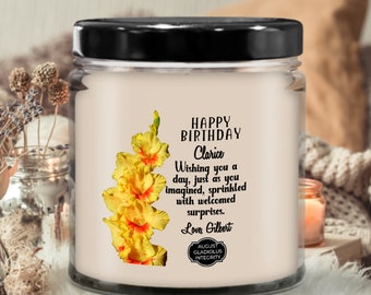 August Birthday Gift, Personalized August Birth Month Flower Candle, Custom August Birthday Candle, Gift for Her, August Birth Flower Gift