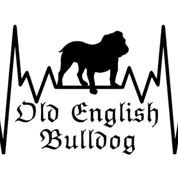 OEB / Old English Bulldog Autoaufkleber Herzlinie