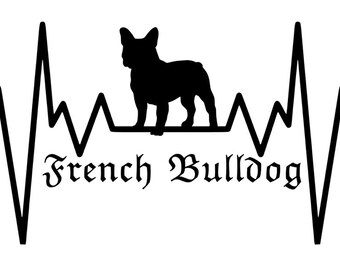 Aufkleber Herzlinie Heartbeat Hund Englische Bulldogge