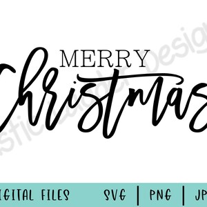 Merry Christmas Svg Png and Jpg file for Silhoette or Cameo | Etsy