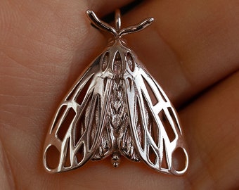 Sterling Silver Moth Pendant, Moth Necklace, Butterfly Jewelry, Silver Insect Pendant, Chain not included