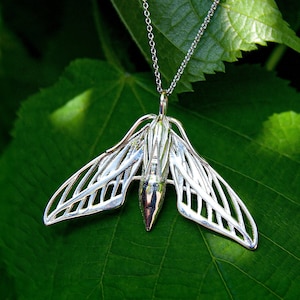 Sphinx Moth Necklace, Silver Hawk Moth Pendant, Butterfly pendant, Butterfly necklace, Gift for her, Chain not included