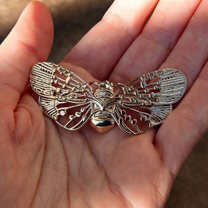 Sterling Silver Lanternfly Pendant: Geometric Insect Necklace