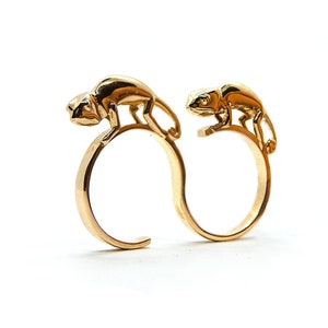 Double finger lizard ring chameleon ring chameleon jewelry adjustable brass ring reptile jewelry two finger animal ring double band ring