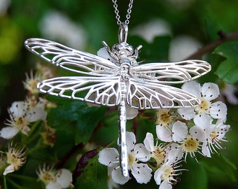 Sterling Silver Dragonfly Pendant, Dragonfly Necklace, Dragonfly Jewelry, Silver Insect Pendant, Chain not included